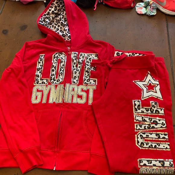 Justice Other - Justice girls size 12 red cheetah leopard animal print hoodie joggers set